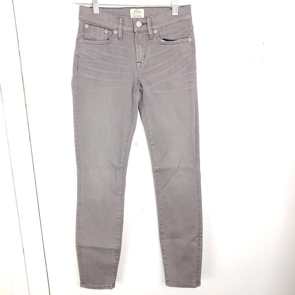 J Crew Jeans Womens 24 Toothpick Skinny Gray Denim Ankle Casual No Distressing